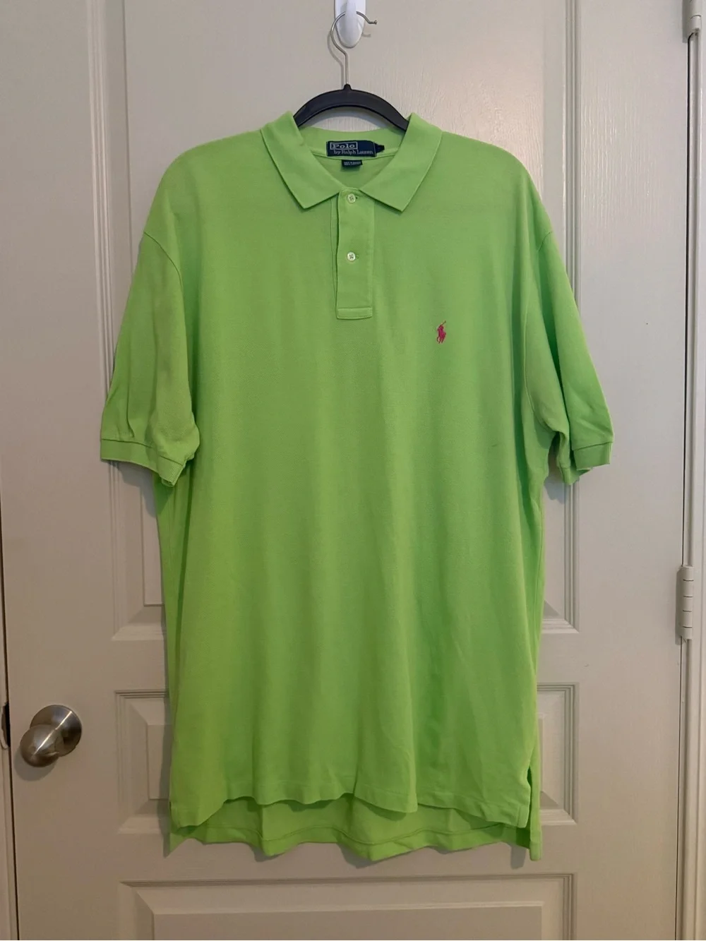 Ralph Lauren Lime Green Polo Shirt with Pink Pony